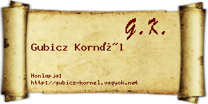 Gubicz Kornél névjegykártya