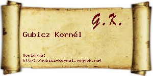 Gubicz Kornél névjegykártya